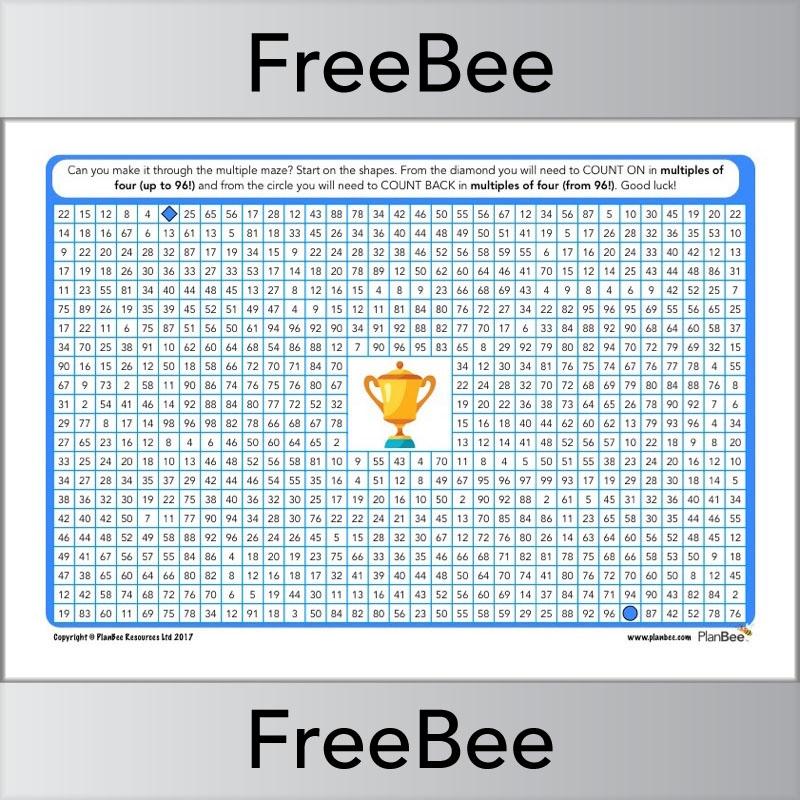 4x Table Multiple Mazes: Multiples of 4 worksheet | PlanBee