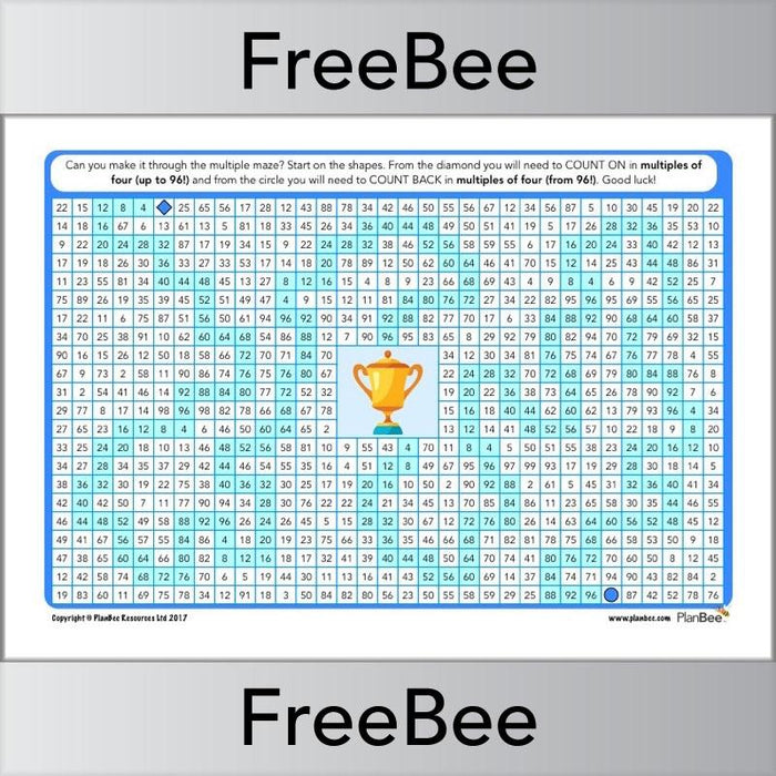 4x Table Multiple Mazes: Multiples of 4 worksheet | PlanBee