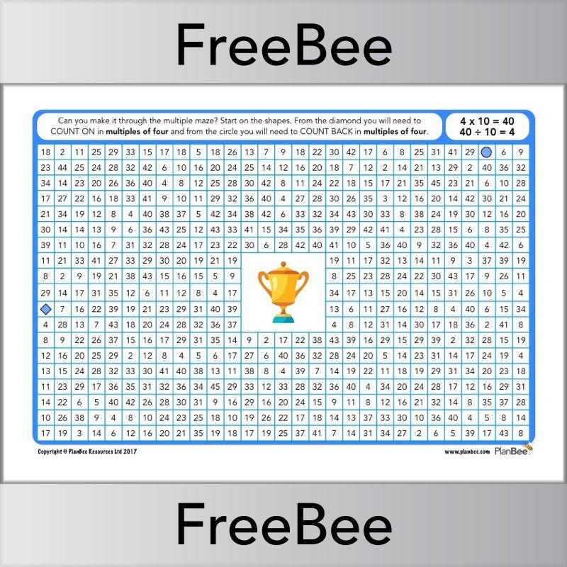 4x Table Multiple Mazes: Multiples of 4 worksheet | PlanBee