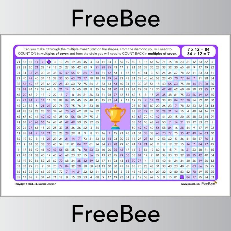 7x Table Multiple Mazes: Multiples of 7 worksheet | PlanBee
