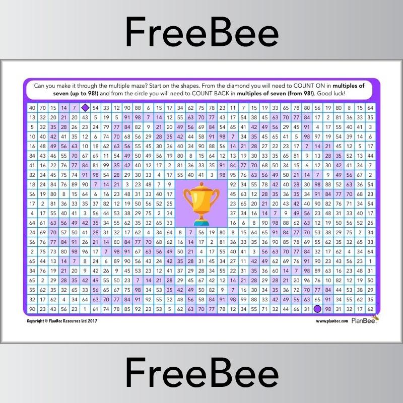 7x Table Multiple Mazes: Multiples of 7 worksheet | PlanBee