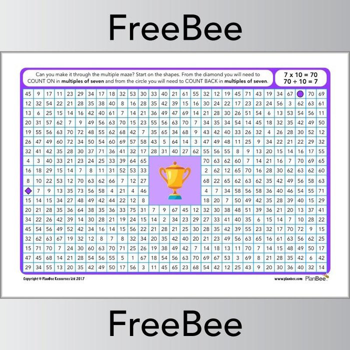 7x Table Multiple Mazes: Multiples of 7 worksheet | PlanBee