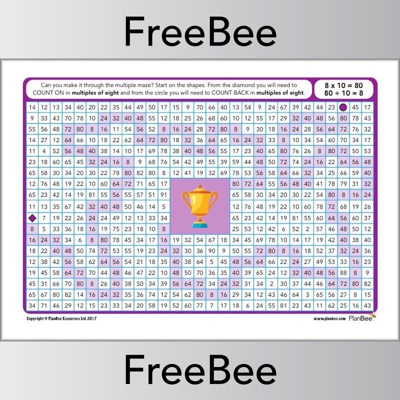 8x Table Multiple Mazes: Multiples of 8 worksheet | PlanBee
