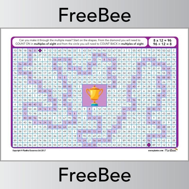 8x Table Multiple Mazes: Multiples of 8 worksheet | PlanBee