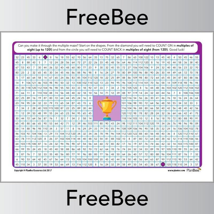 8x Table Multiple Mazes: Multiples of 8 worksheet | PlanBee