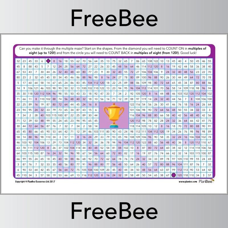 8x Table Multiple Mazes: Multiples of 8 worksheet | PlanBee