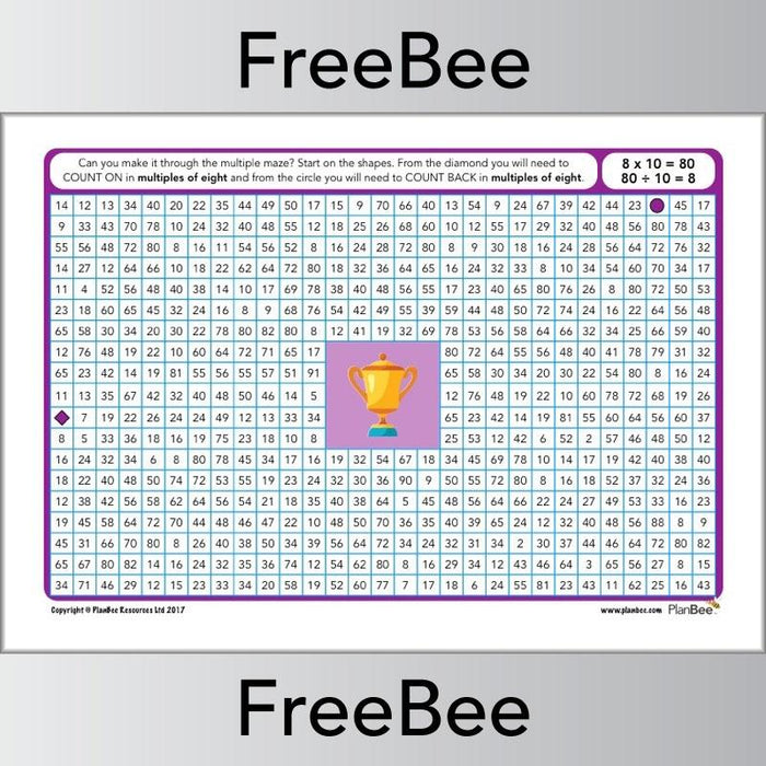 8x Table Multiple Mazes: Multiples of 8 worksheet | PlanBee