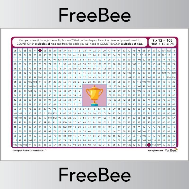 9x Table Multiple Mazes: Multiples of 9 worksheet | PlanBee