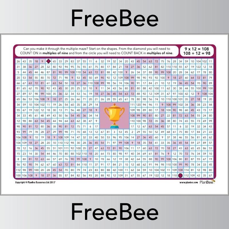 9x Table Multiple Mazes: Multiples of 9 worksheet | PlanBee