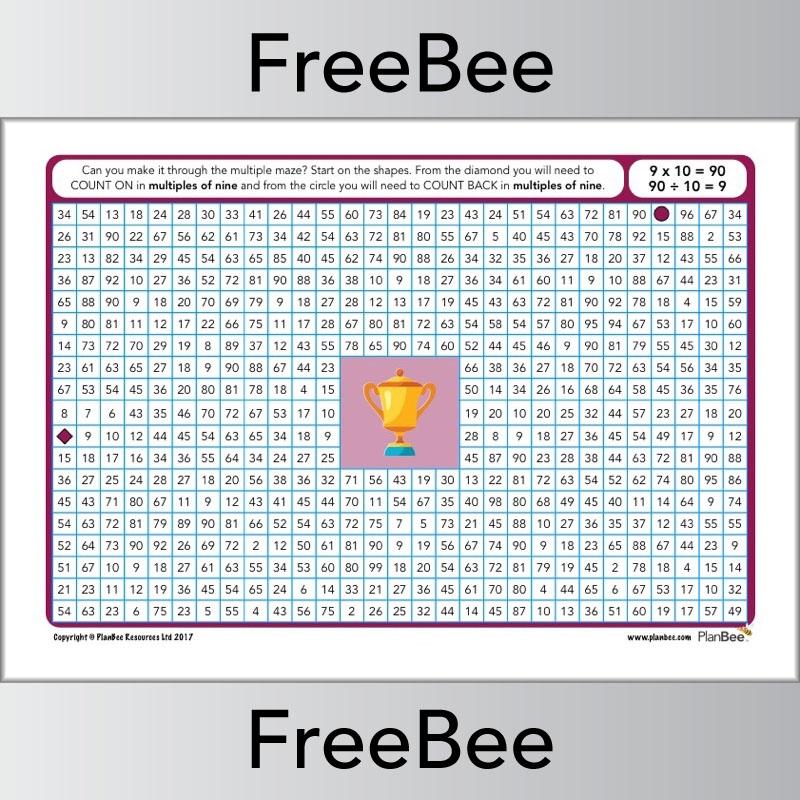 9x Table Multiple Mazes: Multiples of 9 worksheet | PlanBee