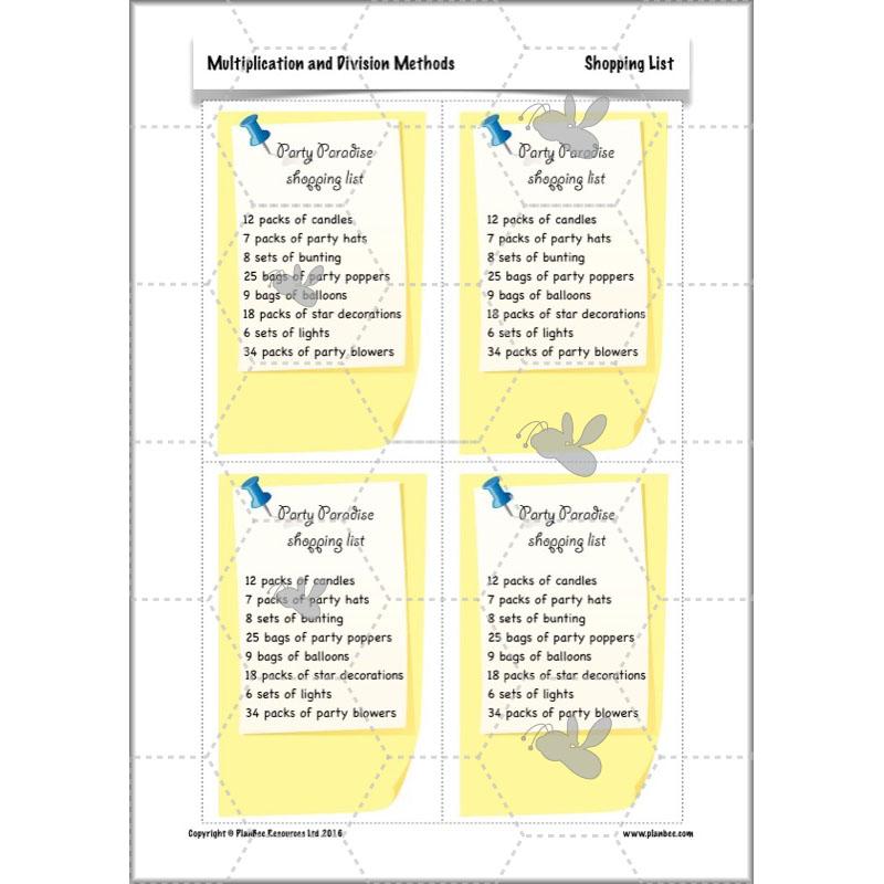 PlanBee Multiplication and Division Methods: Primary Maths Lessons for Year 4