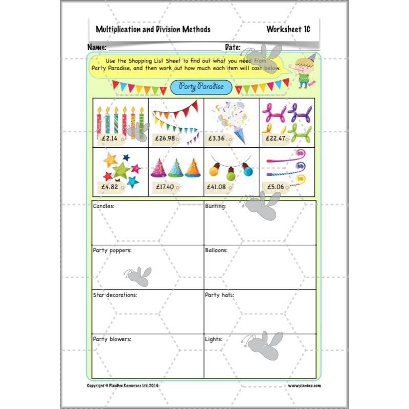PlanBee Multiplication and Division Methods: Primary Maths Lessons for Year 4