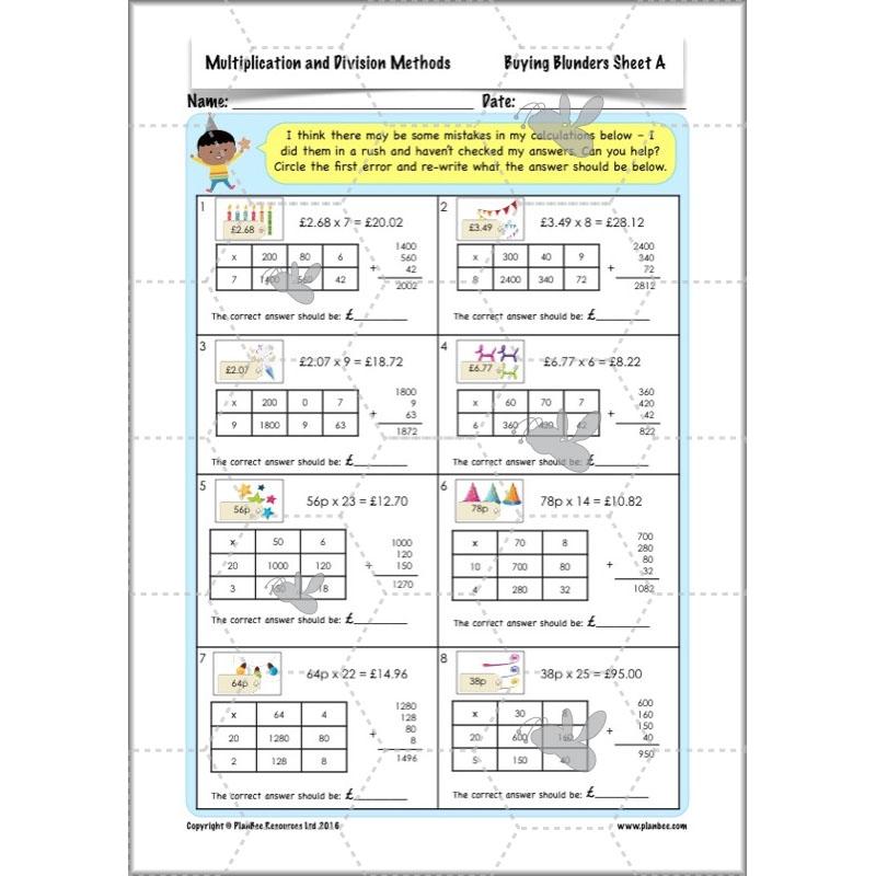 PlanBee Multiplication and Division Methods: Primary Maths Lessons for Year 4