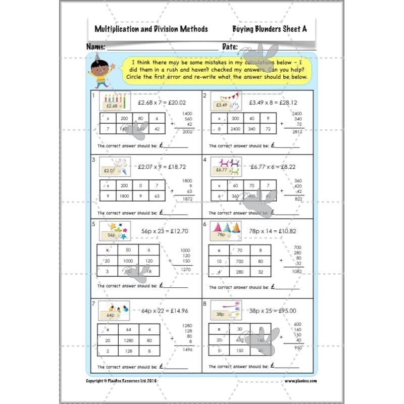 PlanBee Multiplication and Division Methods: Primary Maths Lessons for Year 4