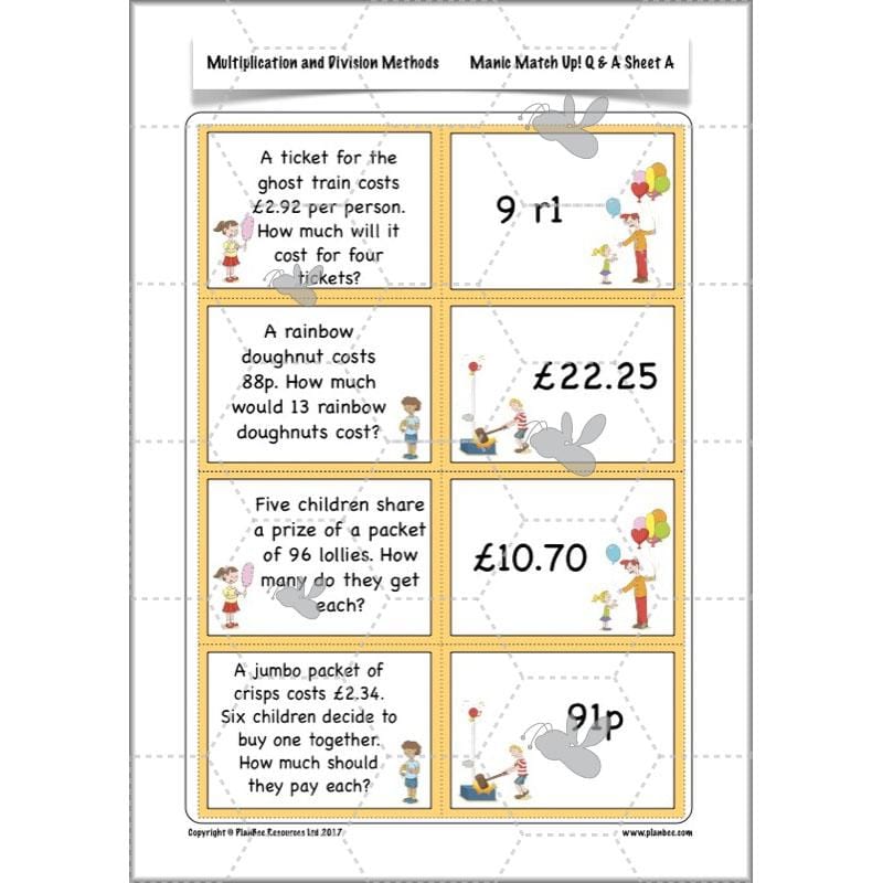 PlanBee Multiplication and Division Methods: Primary Maths Lessons for Year 4