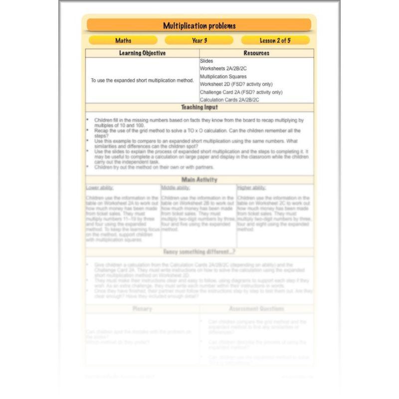 PlanBee Multiplication Problems: problem-solving and word problems – Year 3