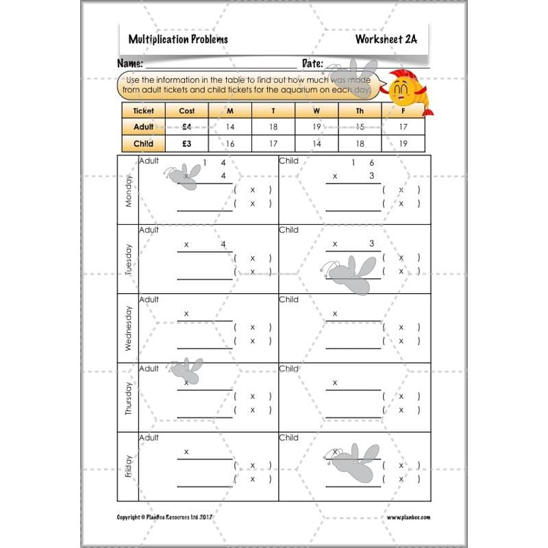 PlanBee Multiplication Problems: problem-solving and word problems – Year 3