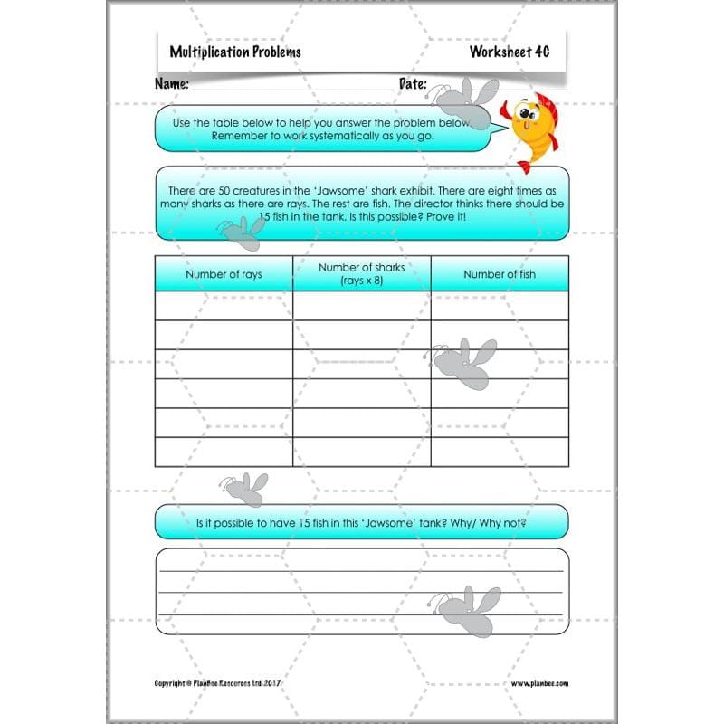 PlanBee Multiplication Problems: problem-solving and word problems – Year 3