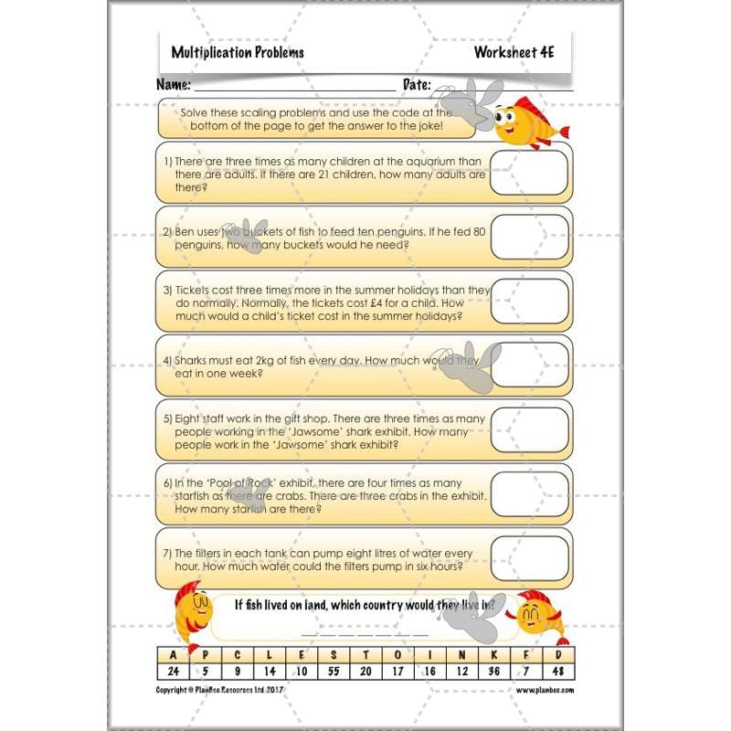 PlanBee Multiplication Problems: problem-solving and word problems – Year 3
