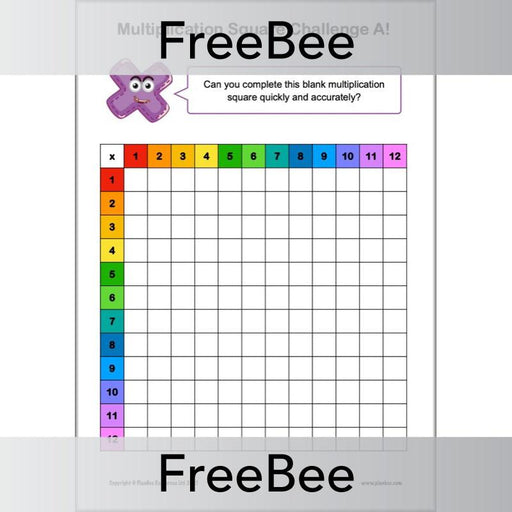 PlanBee FREE Multiplication Square by PlanBee