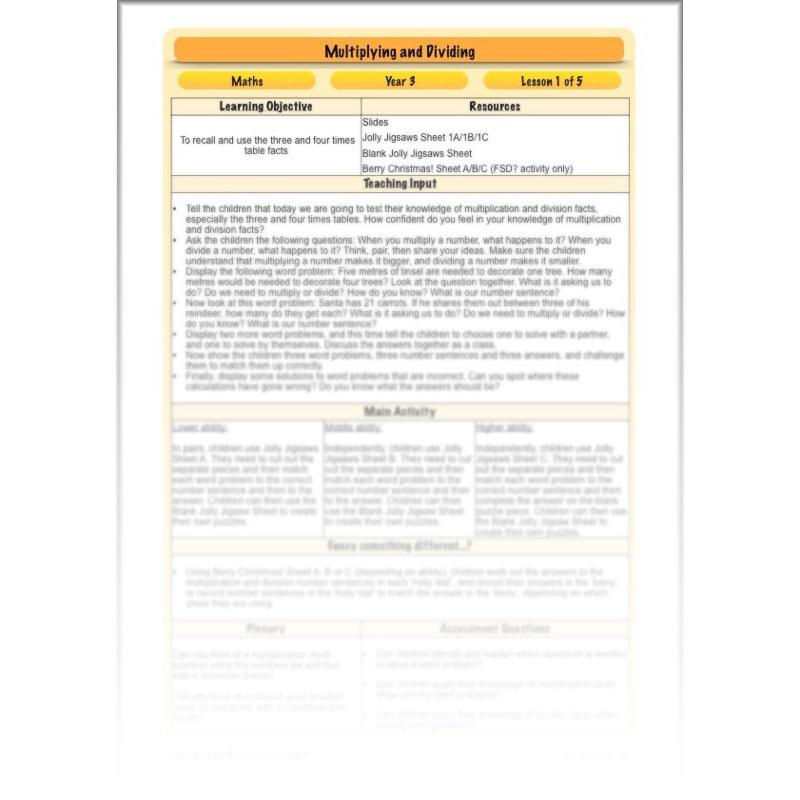 PlanBee Multiplying and Dividing: Complete Year 3 Maths scheme of work