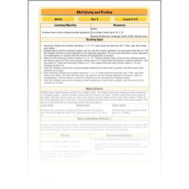 PlanBee Multiplying and Dividing: Complete Year 3 Maths scheme of work