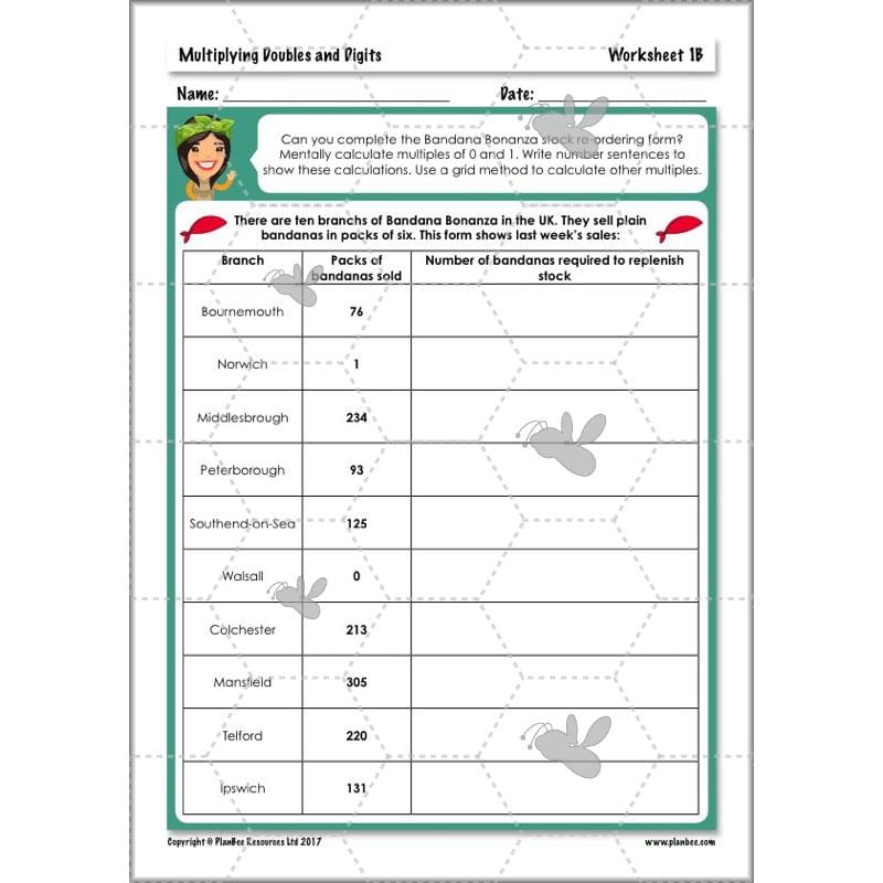 PlanBee Multiplying Doubles & Digits - Complete Year 4 Maths Plans & Resources
