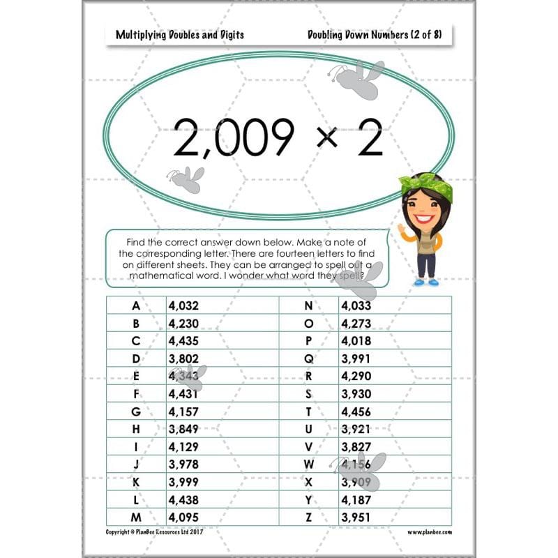 PlanBee Multiplying Doubles & Digits - Complete Year 4 Maths Plans & Resources