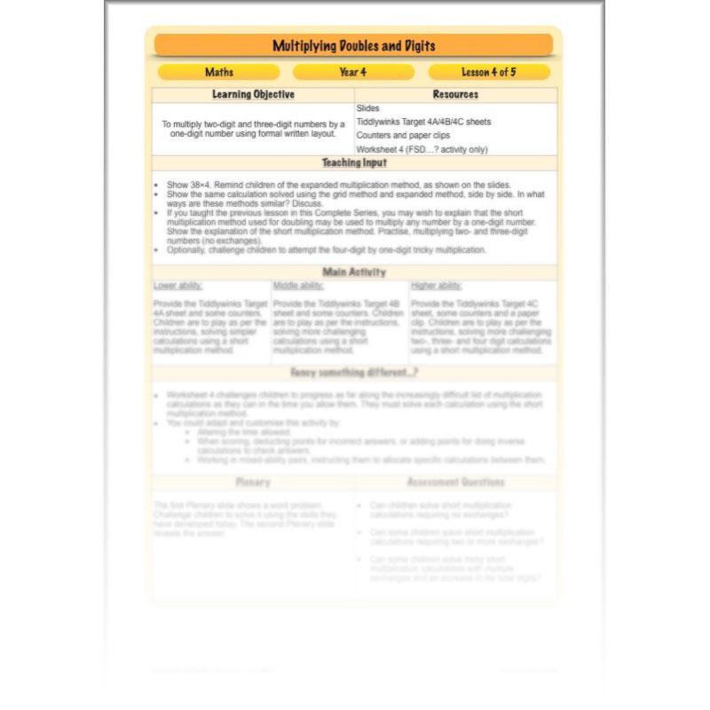 PlanBee Multiplying Doubles & Digits - Complete Year 4 Maths Plans & Resources