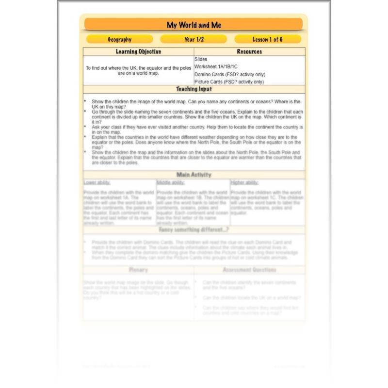 PlanBee My World and Me: Primary Geography Plans for KS1 Year 1 & Year 2