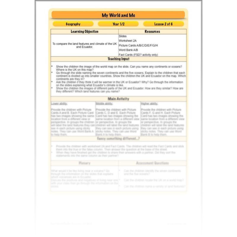 PlanBee My World and Me: Primary Geography Plans for KS1 Year 1 & Year 2