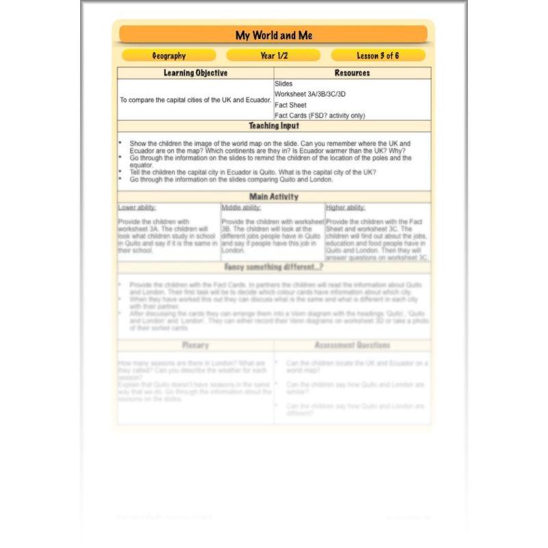 PlanBee My World and Me: Primary Geography Plans for KS1 Year 1 & Year 2