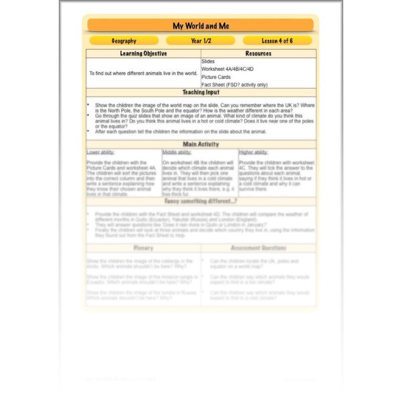 PlanBee My World and Me: Primary Geography Plans for KS1 Year 1 & Year 2