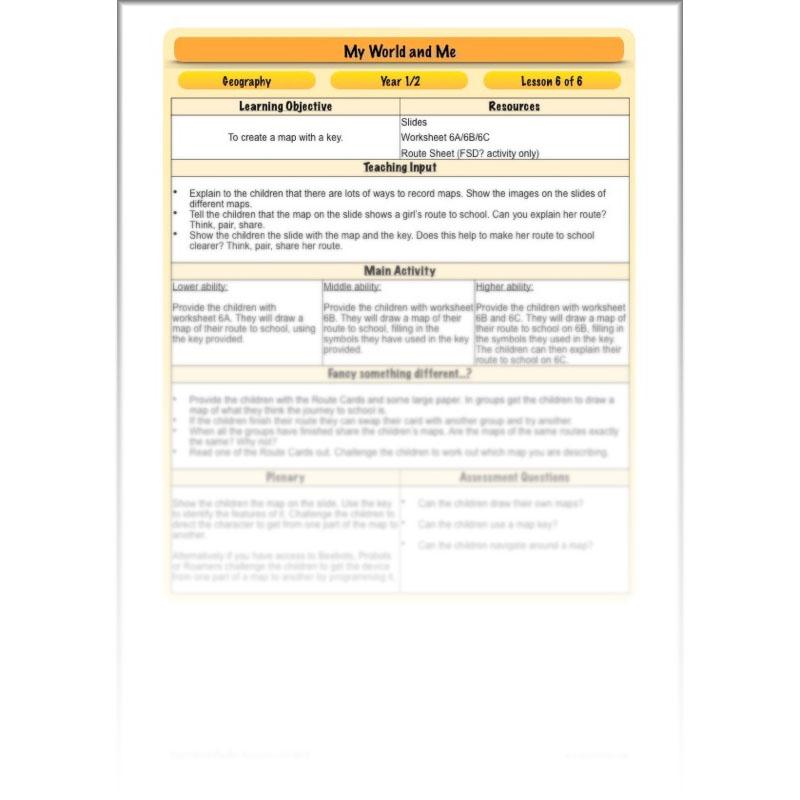 PlanBee My World and Me: Primary Geography Plans for KS1 Year 1 & Year 2