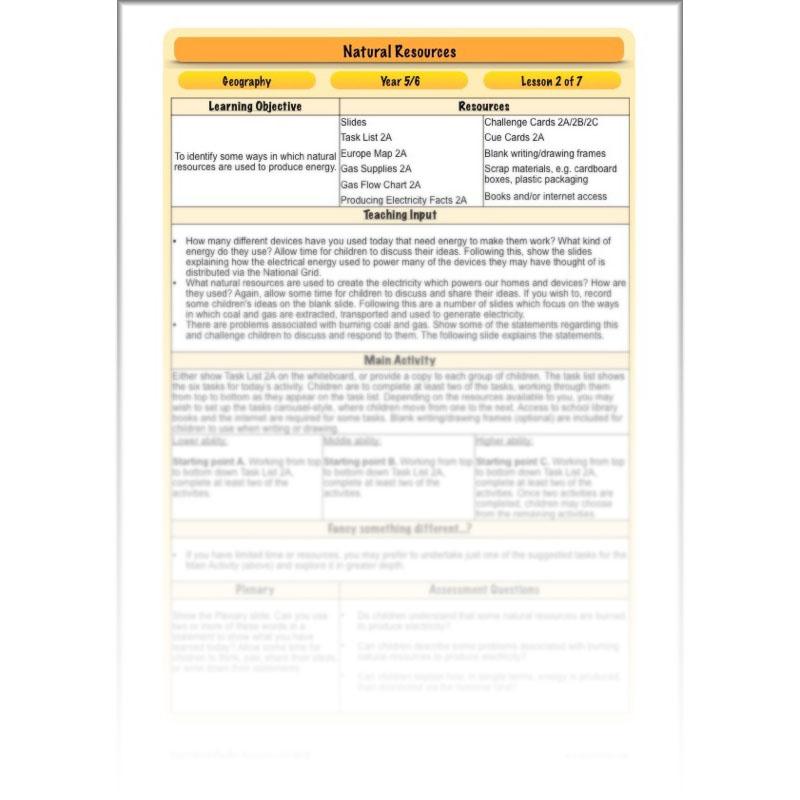 PlanBee UK Natural Resources – KS2 Geography lessons and activities