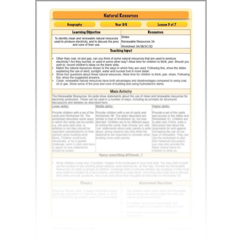 PlanBee UK Natural Resources – KS2 Geography lessons and activities