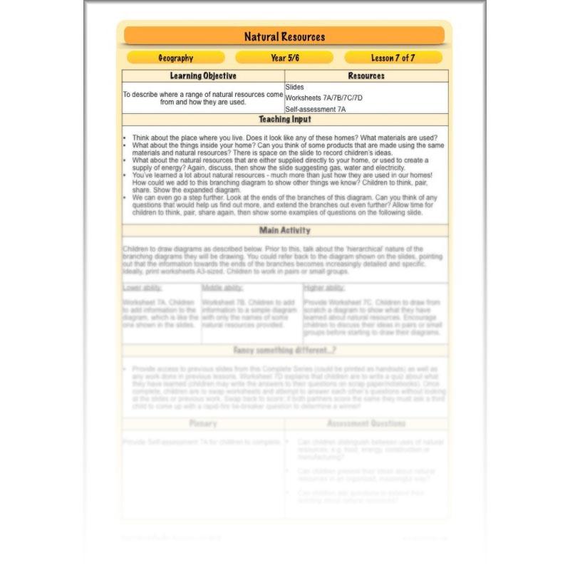 PlanBee UK Natural Resources – KS2 Geography lessons and activities