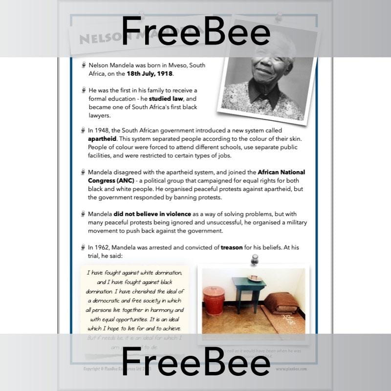 PlanBee FREE Nelson Mandela Fact File by PlanBee