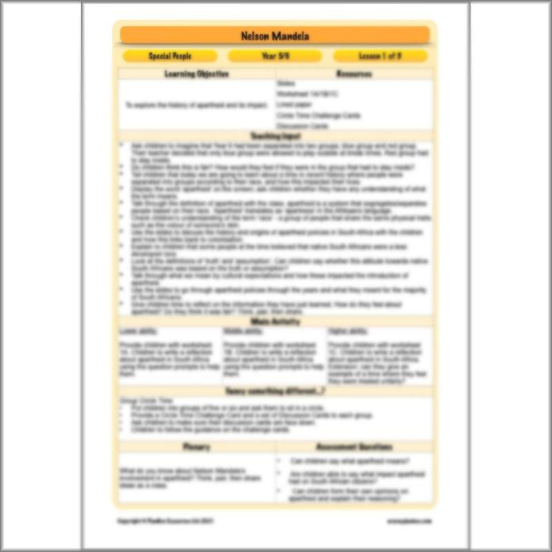 PlanBee Nelson Mandela KS2 lessons by PlanBee