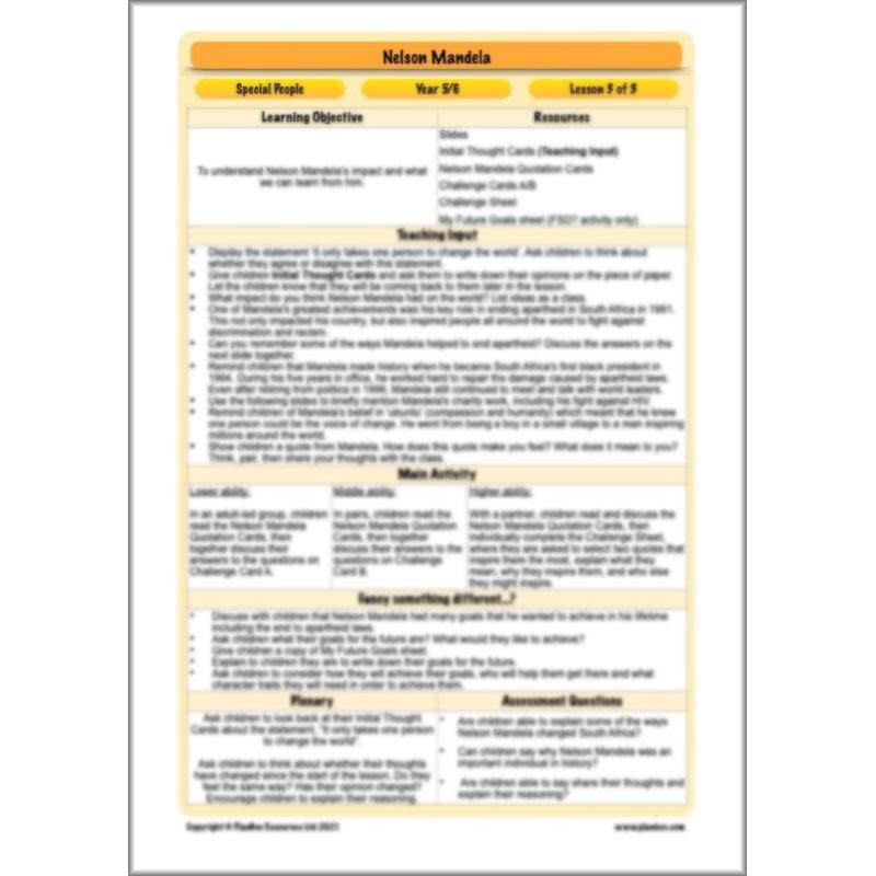PlanBee Nelson Mandela KS2 lessons by PlanBee