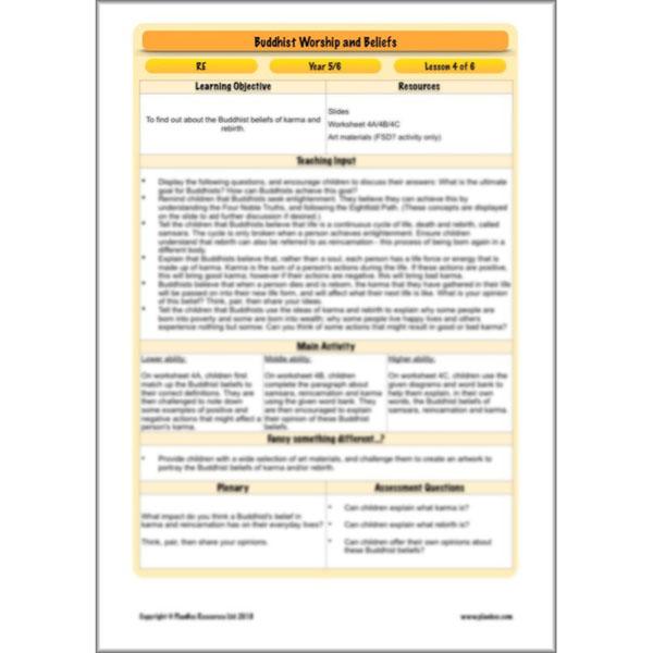 PlanBee Buddhist Worship and Beliefs - RE scheme of work for Y5/6