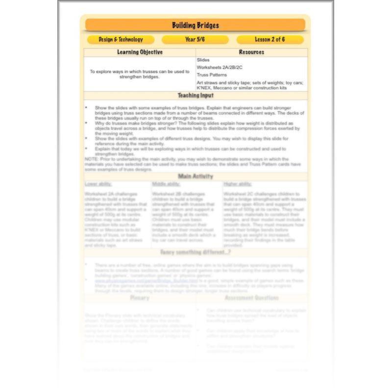 PlanBee Building Bridges: KS2 structures Design and Technology lessons