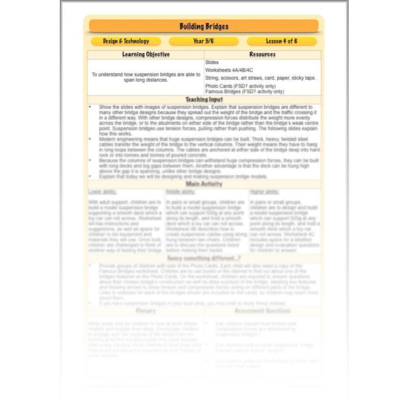 PlanBee Building Bridges: KS2 structures Design and Technology lessons