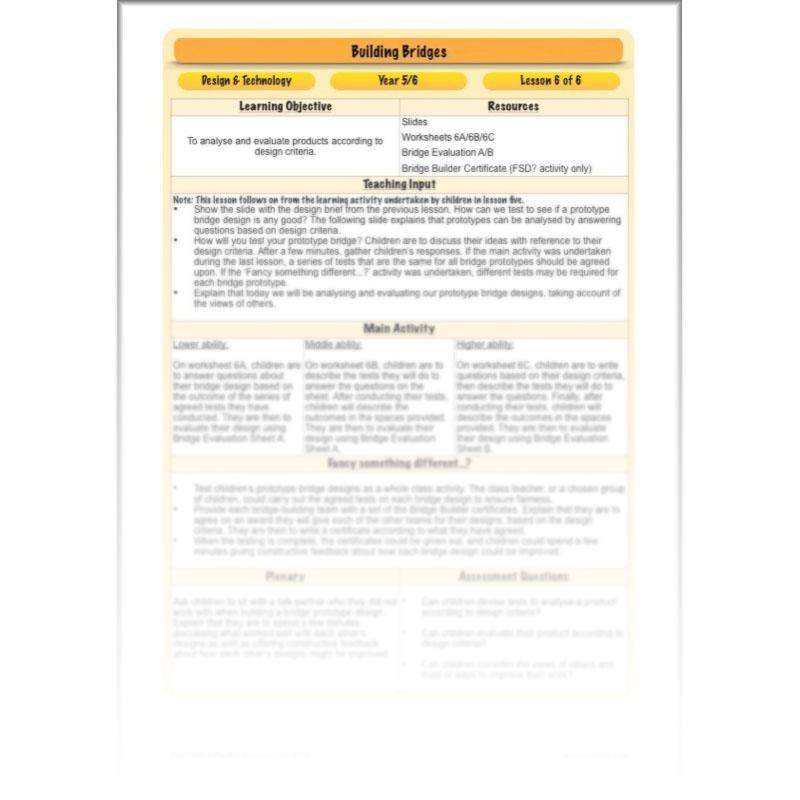 PlanBee Building Bridges: KS2 structures Design and Technology lessons