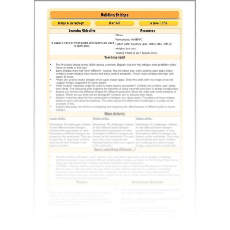 PlanBee Building Bridges: KS2 structures Design and Technology lessons