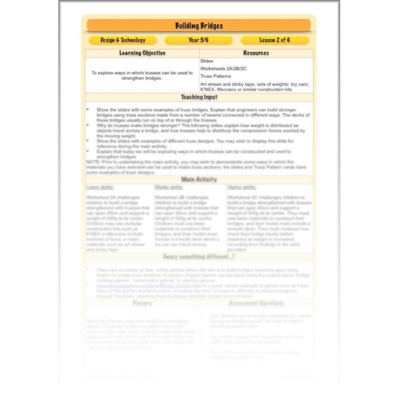 PlanBee Building Bridges: KS2 structures Design and Technology lessons