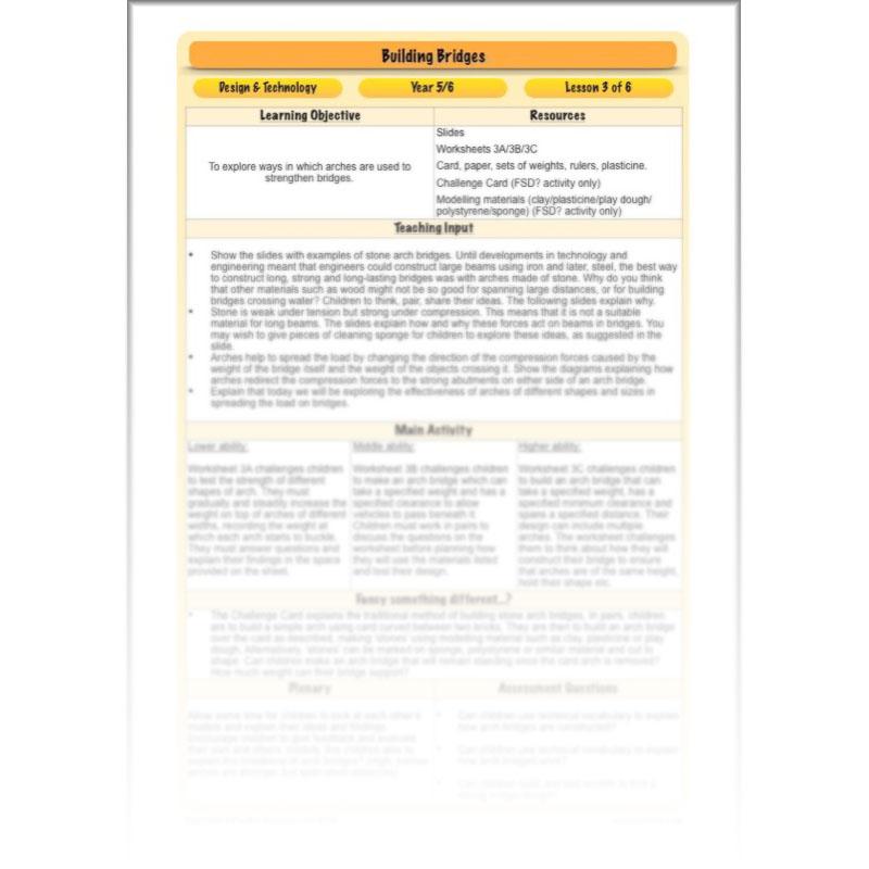 PlanBee Building Bridges: KS2 structures Design and Technology lessons