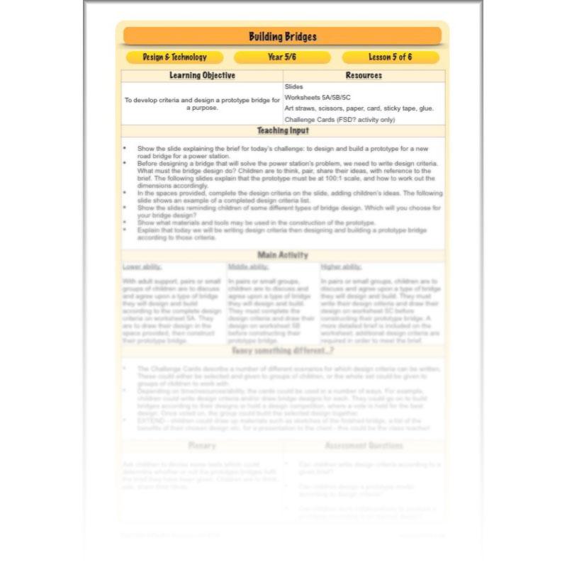 PlanBee Building Bridges: KS2 structures Design and Technology lessons