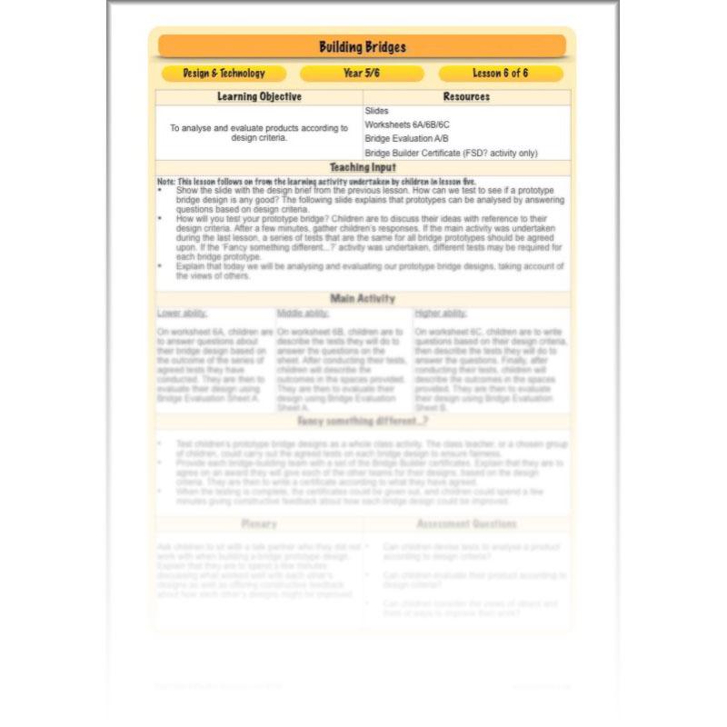 PlanBee Building Bridges: KS2 structures Design and Technology lessons