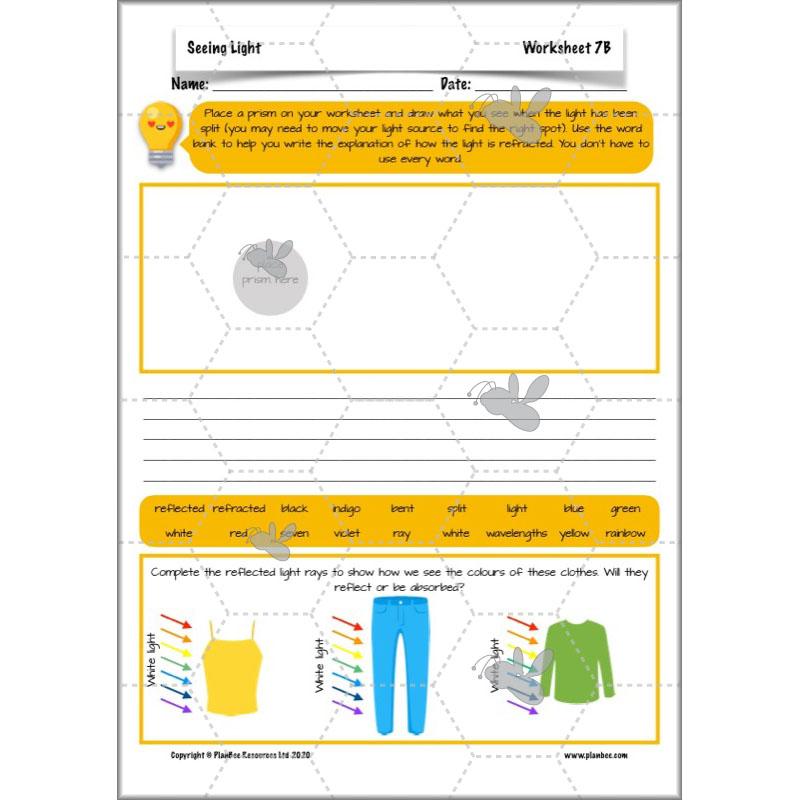 PlanBee Seeing Light KS2 Planning Pack | Year 6 Science Lessons